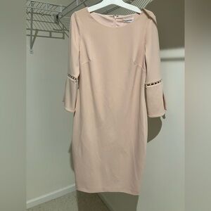 Calvin Klein light pink Long Sleeve Dress with Pearl Details